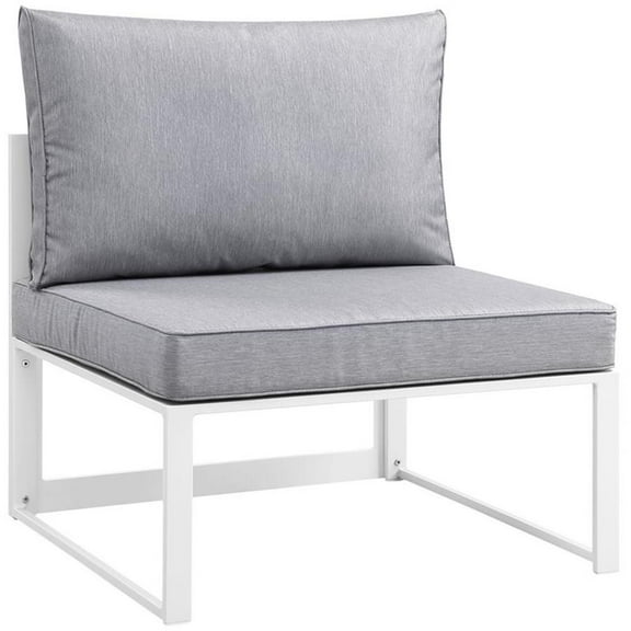 Afuera Living Modern Aluminum Outdoor Armless Chair in White / Gray