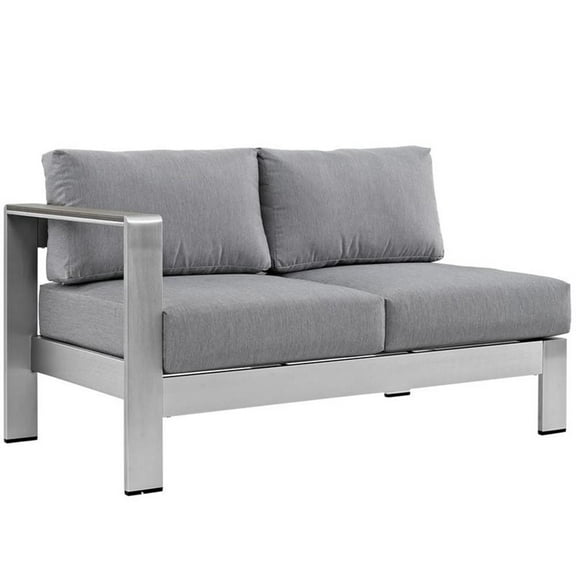 Afuera Living Modern Aluminum Outdoor Left Arm Loveseat in Gray/Silver