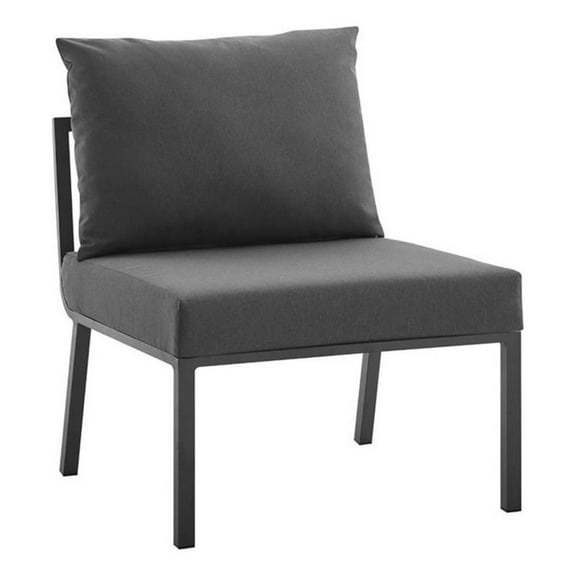 Afuera Living Modern Aluminum Patio Armless Chair in Gray/Charcoal
