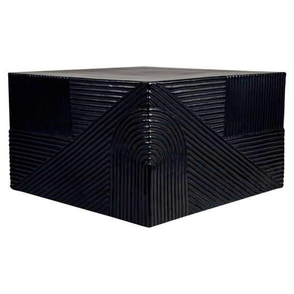 Afuera Living Modern Ceramic 24" Textured Square Table in Black