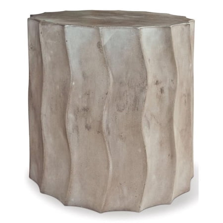 Afuera Living Modern Concrete Short Wave Accent Table in Slate Gray