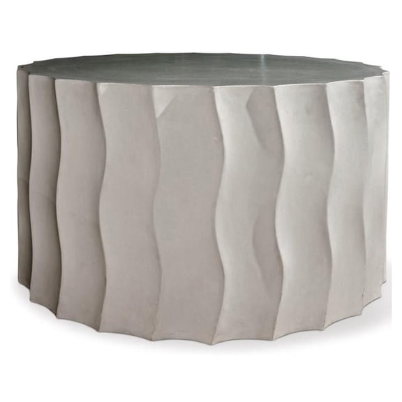 Afuera Living Modern Concrete Wide Wave Accent Table in Slate Gray