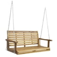 thumbnail image 1 of Afuera Living Modern / Contemporary Outdoor Acacia Wood Porch Swing in Teak, 1 of 12