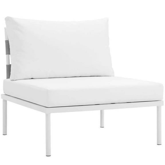 Afuera Living Modern Fabric Padding Patio Armless Chair in White