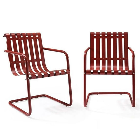 Afuera Living Modern Metal Patio Chair in Red (Set of 2)