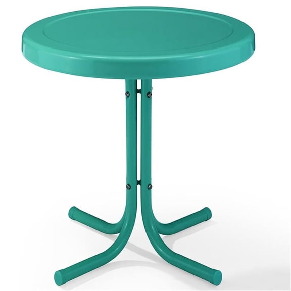 Afuera Living Modern Metal Patio End Table in Turquoise Gloss