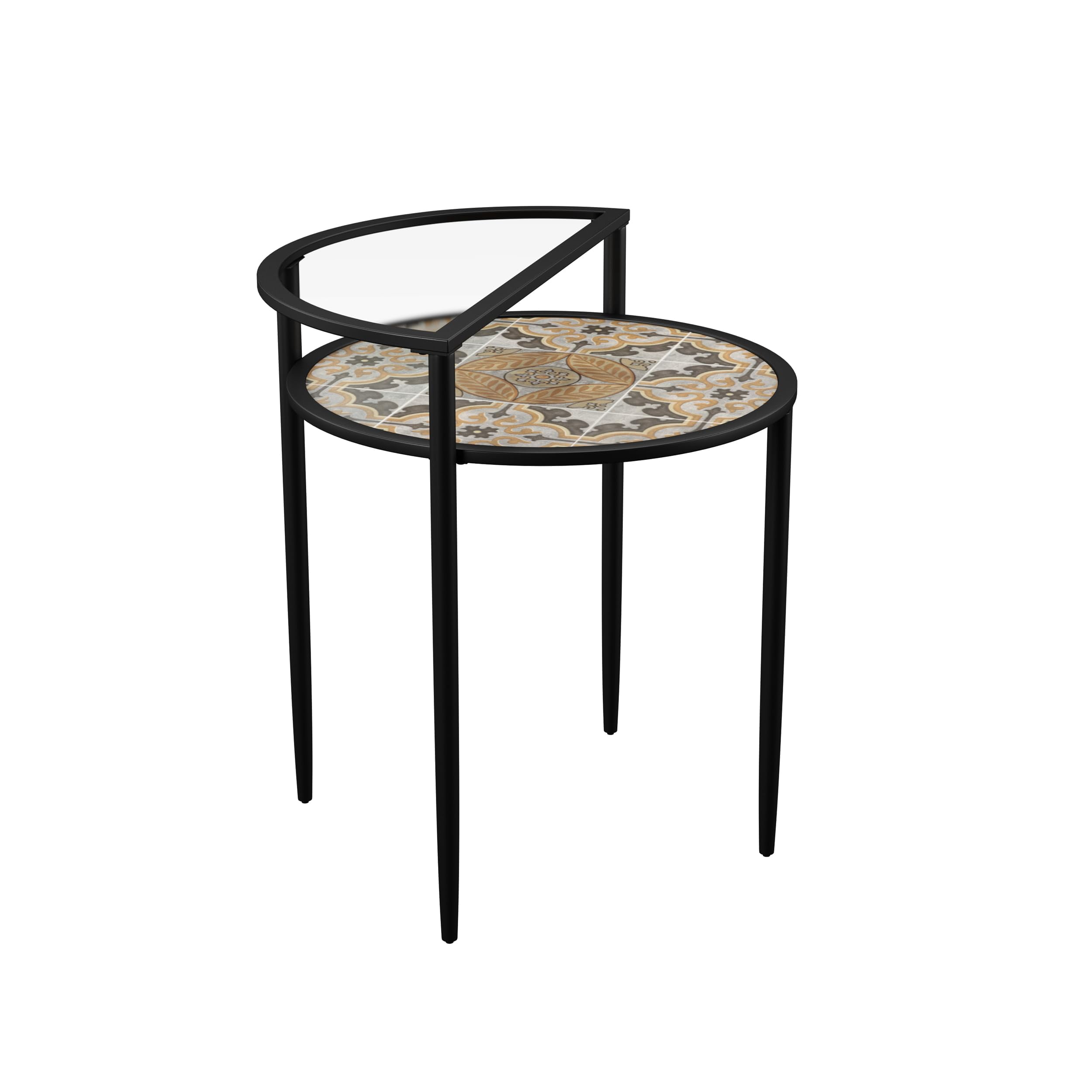 Multi Colored Tile Table Afuera Living Modern Outdoor Accent Table in Black with Multi-Color ...