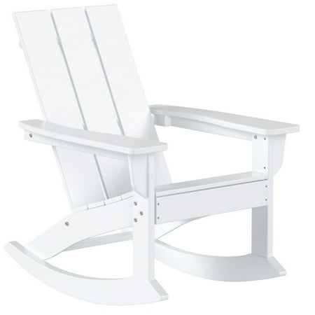 Afuera Living Modern Outdoor HDPE Plastic Adirondack Rocking Chair in Sand