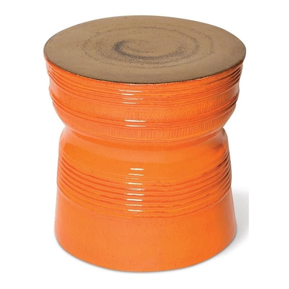 Afuera Living Modern Ring Accent Table in Glossy Gold and Tuscan Orange