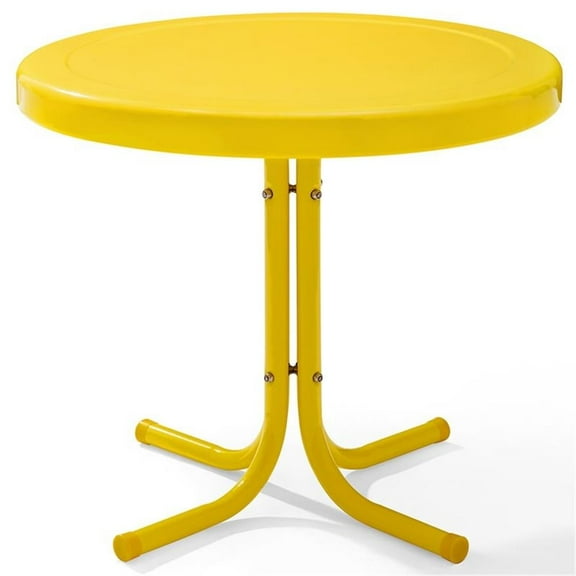 Afuera Living Modern Steel Metal Patio End Table in Bright Yellow Gloss
