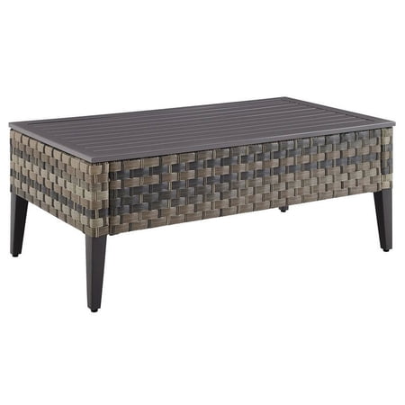 Afuera Living Modern Wicker Outdoor Coffee Table in Brown Finish