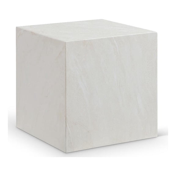 Afuera Living Off White Marble Finish Concrete Indoor/Outdoor End Table