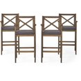 thumbnail image 1 of Afuera Living Outdoor Acacia Wood Barstools Gray and Dark Gray (Set of 4), 1 of 22