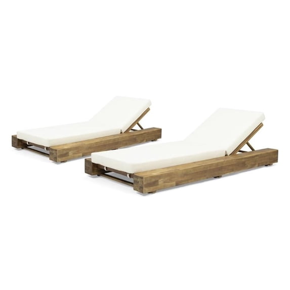 Afuera Living Outdoor Acacia Wood Chaise Lounge in Teak (Set of 2)