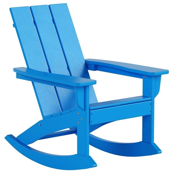 Afuera Living Outdoor HDPE Plastic Adirondack Rocking Chair in Pacific Blue