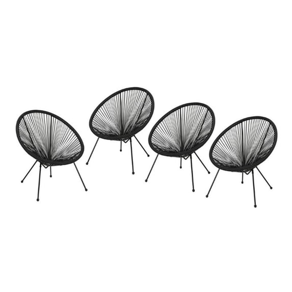 Afuera Living Outdoor Hammock Weave Chair in Black (Set of 4)