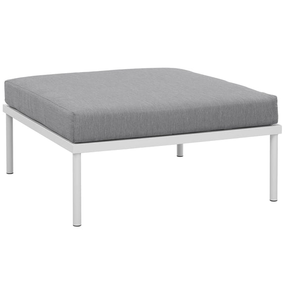 Afuera Living Outdoor Patio Aluminum Fabric Ottoman in White / Gray