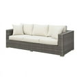 thumbnail image 1 of Afuera Living Outdoor Patio Faux Rattan Sofa with Pillows in Light Gray, 1 of 4