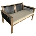 thumbnail image 1 of Afuera Living Outdoor Patio Wood and Wicker Weave Loveseat in Acacia/Beige, 1 of 2