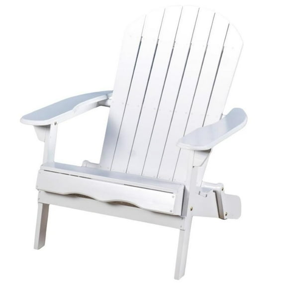 Afuera Living Outdoor Rustic Acacia Wood Folding Adirondack Chair in White
