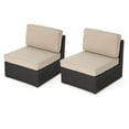 thumbnail image 1 of Afuera Living Outdoor Wicker Armless Chair in Dark Brown (Set of 2), 1 of 17