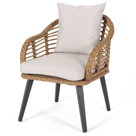 Afuera Living Outdoor Wicker Club Chair in Brown and Beige (Set of 2)