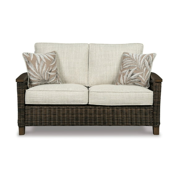 Afuera Living Outdoor Wicker Patio Loveseat in Medium Brown