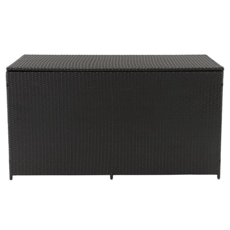 Afuera Living Outside Patio Wicker / Rattan Storage Box in Black