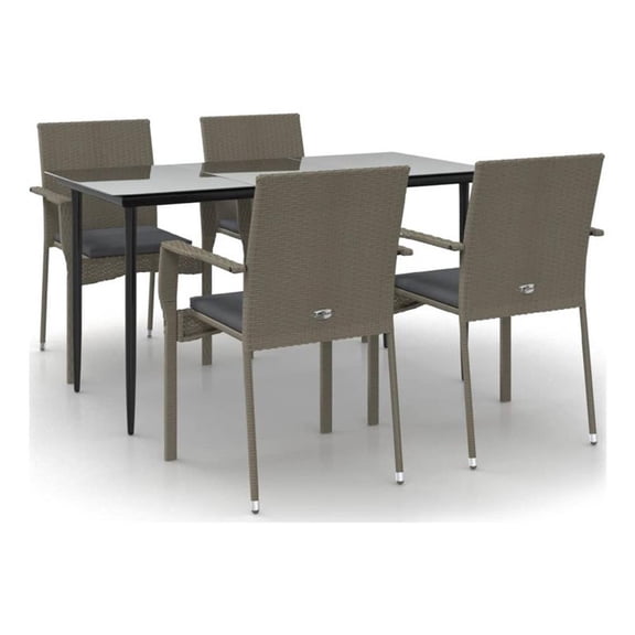 Afuera Living PE Rattan Large Modular Garden Dining Set in Black and Gray