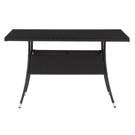Afuera Living Patio Rectangular Dining Table in Black Resin Rattan Wicker