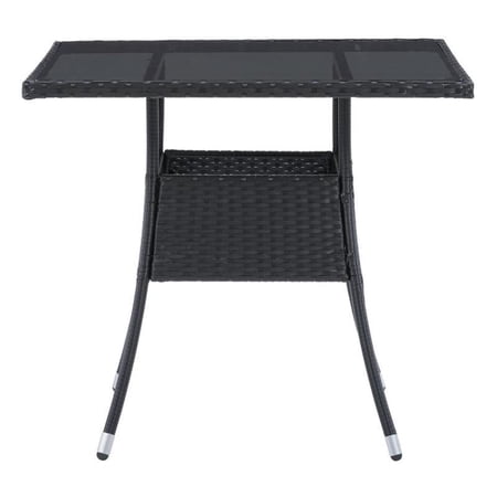 Afuera Living Patio Square Dining Table in Black Resin Rattan Wicker