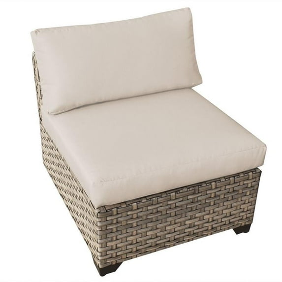 Afuera Living Polyethylene Resin Armless Patio Chair in Beige