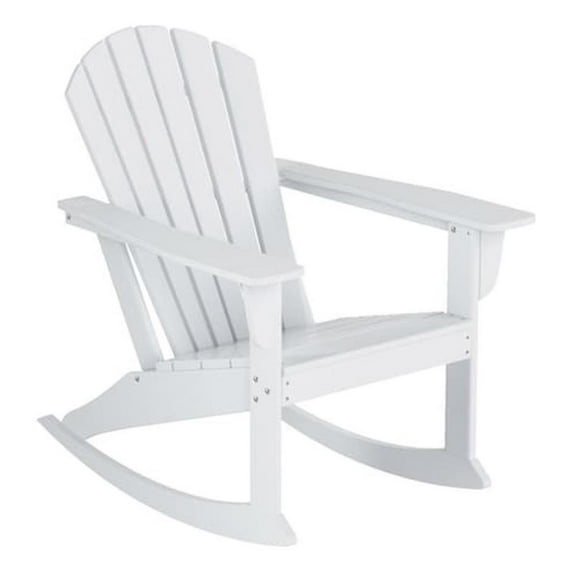 Afuera Living Portside Outdoor Poly Plastic Adirondack Rocking Chair in White