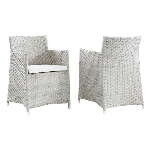 Afuera Living Rattan Outdoor Patio Armchair in Gray/White (Set of 2)