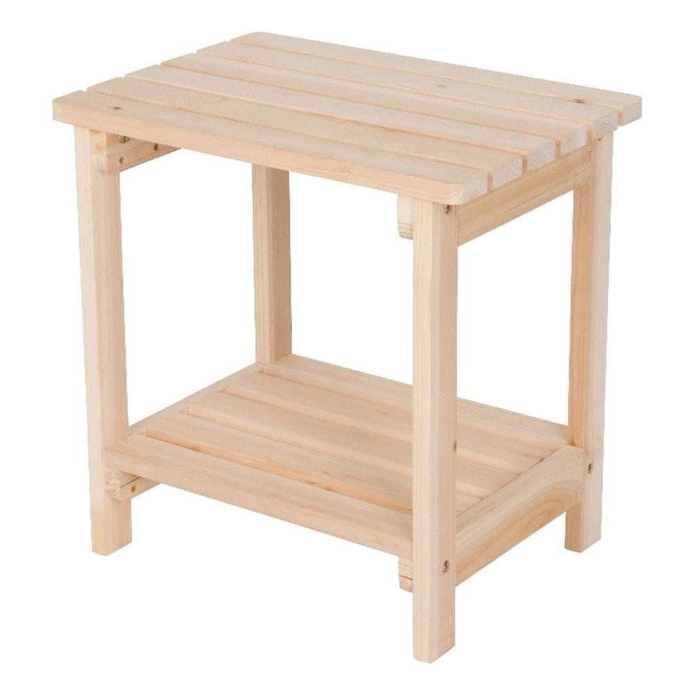 Beige Cedar Wood Indoor/Outdoor Rectangular End Table