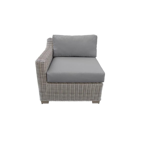 Afuera Living Rust Resistant Polyethylene Wicker Right Arm Sofa in Grey