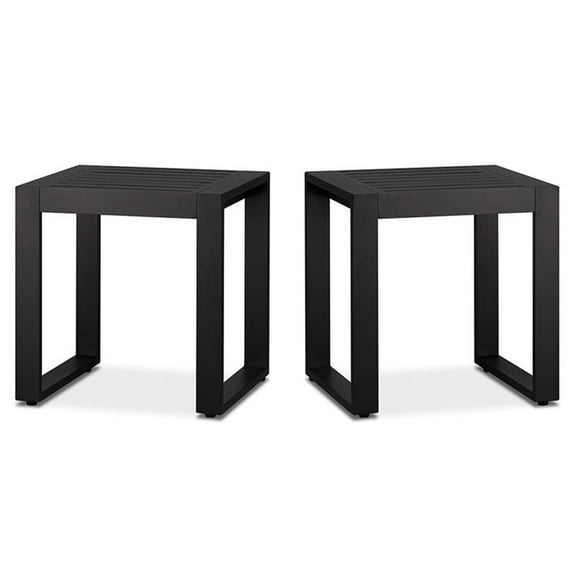 Afuera Living Set of 2 End Table Rectangle in Aluminum - Black