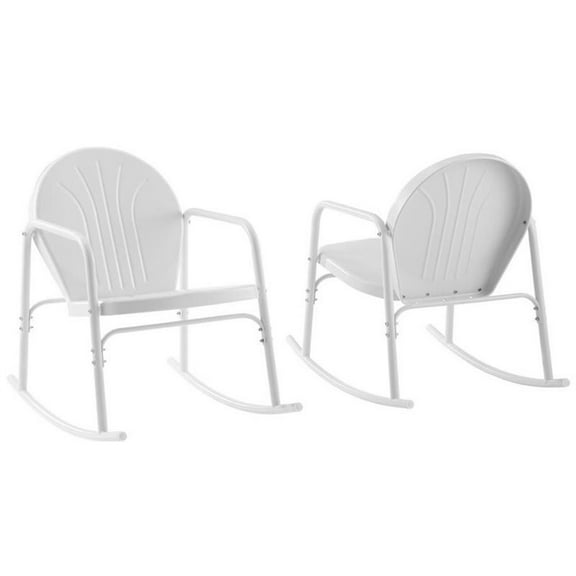 Afuera Living Steel Metal Rocking Chair in White Gloss (Set of 2)