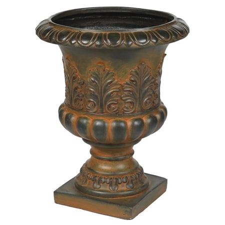 Afuera Living Traditional Urn Planter in Weathered Burnt Orange and Brown