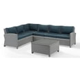 thumbnail image 1 of Afuera Living Transitional 5Pc Outdoor Wicker Sectional Set in Navy & Gray, 1 of 17