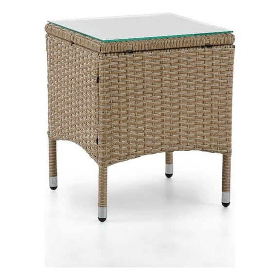 Afuera Living Transitional Wicker / Rattan Outdoor End Table in Natural