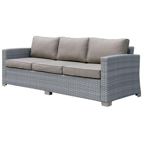 Afuera Living Transitional Wicker / Rattan Outdoor Sofa in Gray/Weathered Brown