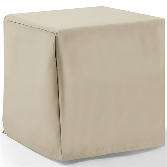Afuera Living Vinyl Polyester Fabric Patio End Table Cover in Tan