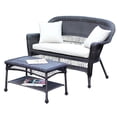 thumbnail image 1 of Afuera Living Wicker Espresso Patio Love Seat & Coffee Table Set w/ Tan Cushion, 1 of 2
