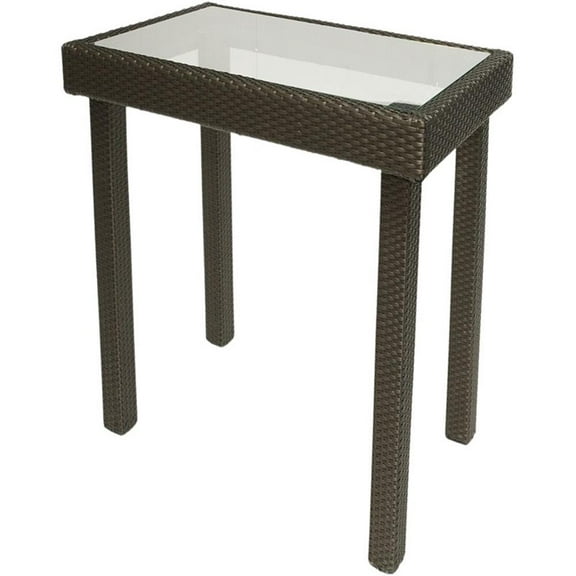 Afuera Living Wicker Outdoor Counter Height Bar Table in Brown