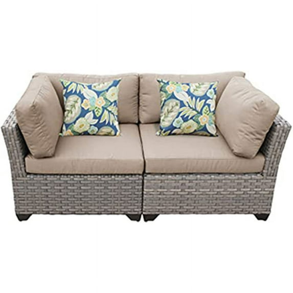 Afuera Living Wicker Outdoor Patio Loveseat in Wheat