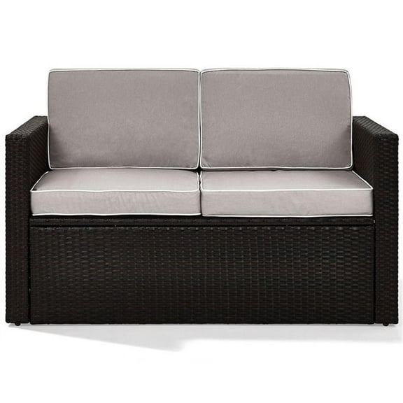 Afuera Living Wicker Patio Loveseat in Brown and Gray