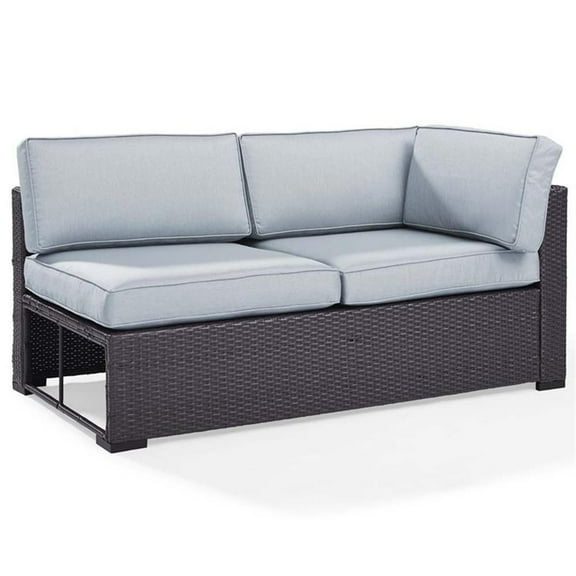 Afuera Living Wicker / Rattan & Fabric Patio Loveseat in Mist Blue/Brown