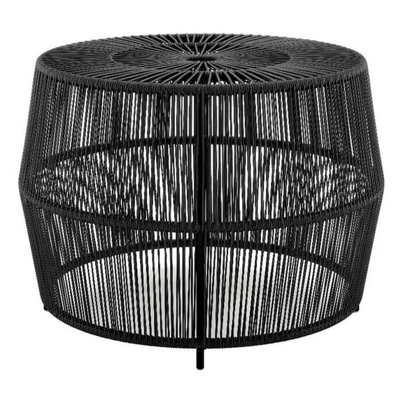 Afuera Living Wicker / Rattan Round Outdoor Coffee Table in Black
