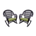 thumbnail image 1 of Afuera Living Wicker Rocker Chair in Espresso with Green Cushion (Set of 2), 1 of 2